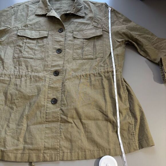 Uniqlo Linen Cotton Utility Resort Light Jacket olive green women’s XS - Picture 7 of 10